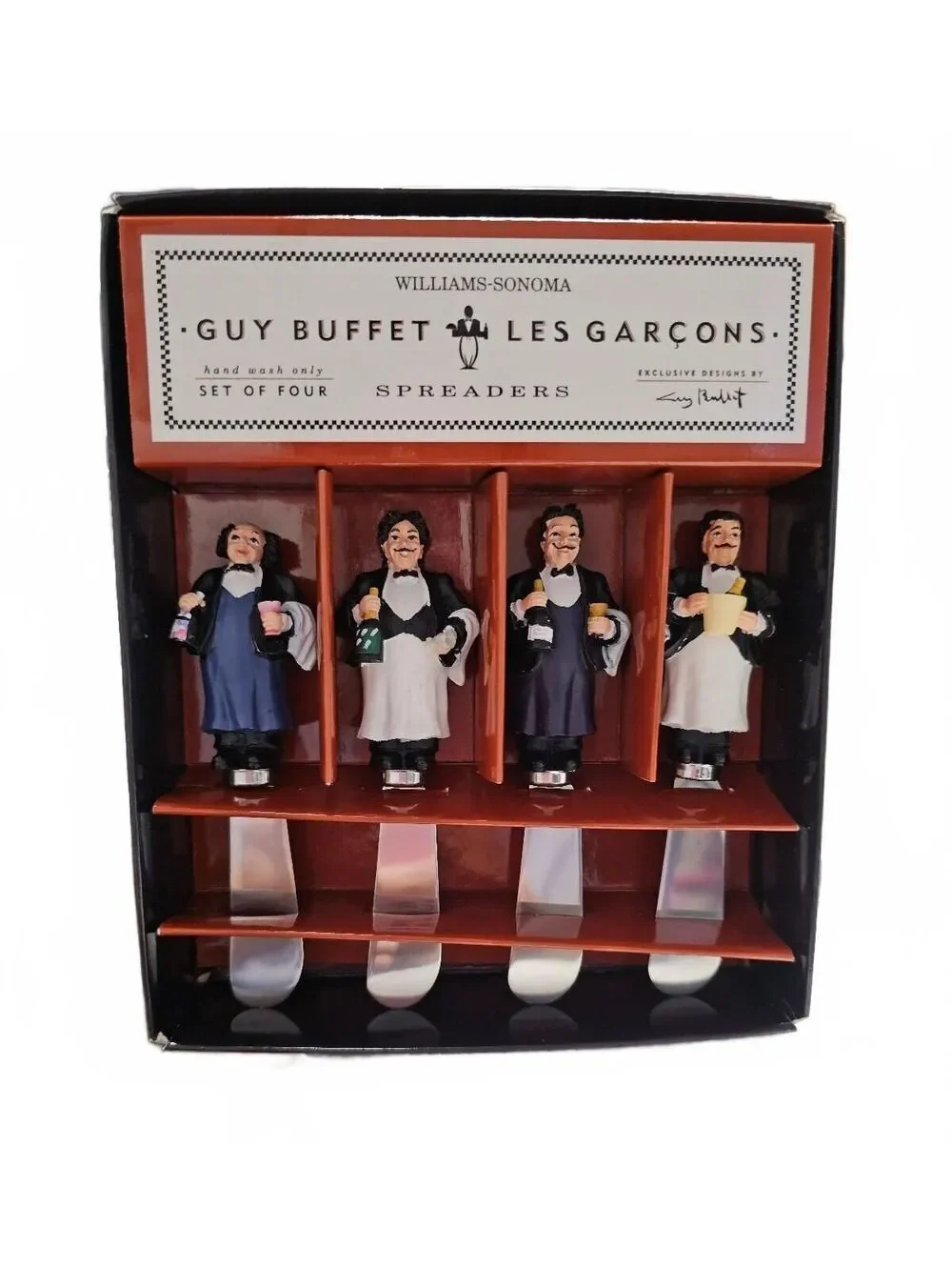 Williams‑Sonoma Guy Buffet “Les Garçons” Spreaders Set of 4, Open Box, Unused